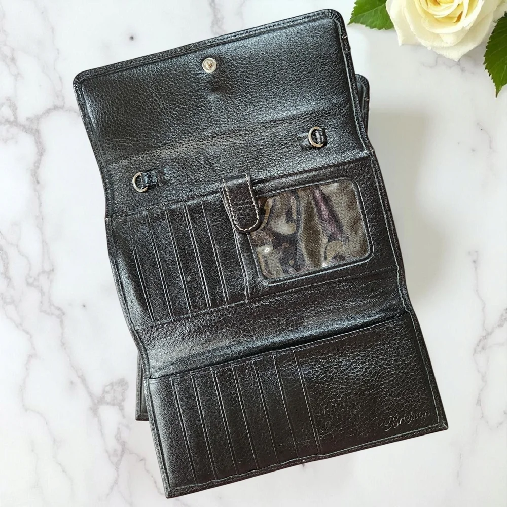 **Black Wallet with Silver Chain Detail